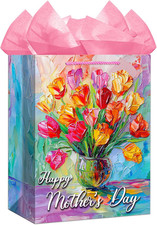 Happy Mothers Day Gift Bag - 11.5" Gift Bag Medium Size with Pink Tissue Paper F