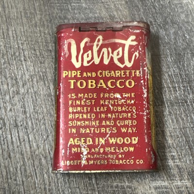 velvet tobacco tin history Vintage Antique Velvet Tobacco Vertical Pocket Tin 1910