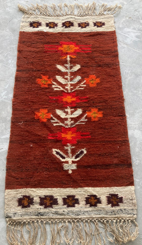 Vintage Traditional Handmade Beautiful Floral Kilim Floor Rug Carpet 100x50 cm