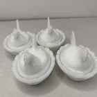 Set of 4 Westmoreland Milk Glass Opalescent Mini Hen on Nest Salt Cellars VTG