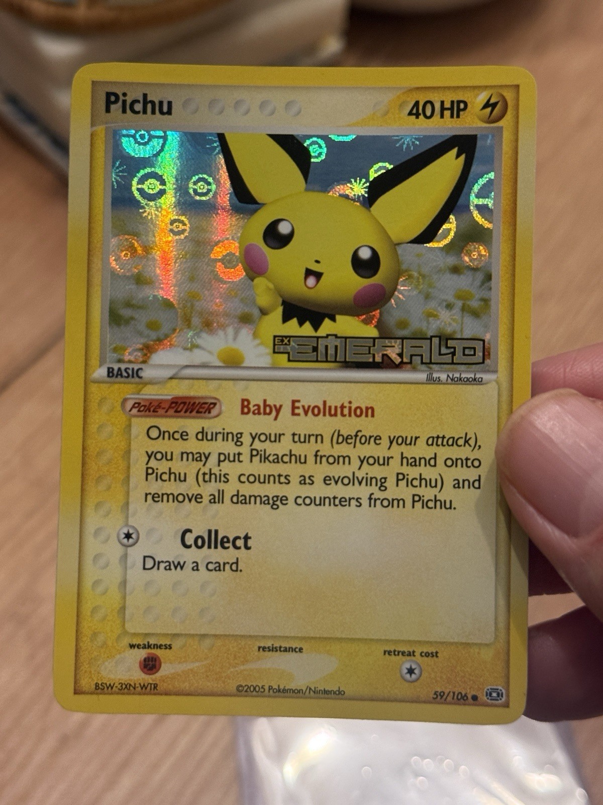 Pichu 59/106 Emerald Reverse Holo NM 2005 Pokemon Card Great Condition