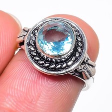 Aqua Aquamarine Gemstone Handmade 925 Sterling Silver All Size Ring For Gift