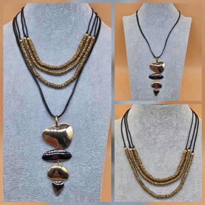 RLM SOHO, ZAD, Lot of 2, Black Multi Strands String Pendant Necklaces