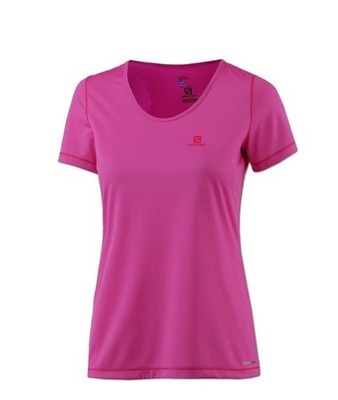 Salomon Damen T-Shirt Sportshirt Laufshirt Fitness Workout Tee Gr.XL rose violet