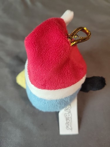 Rare 3" Angry Birds Blue Santa Hat Gold Cord Hanging Plush - Picture 3 of 4