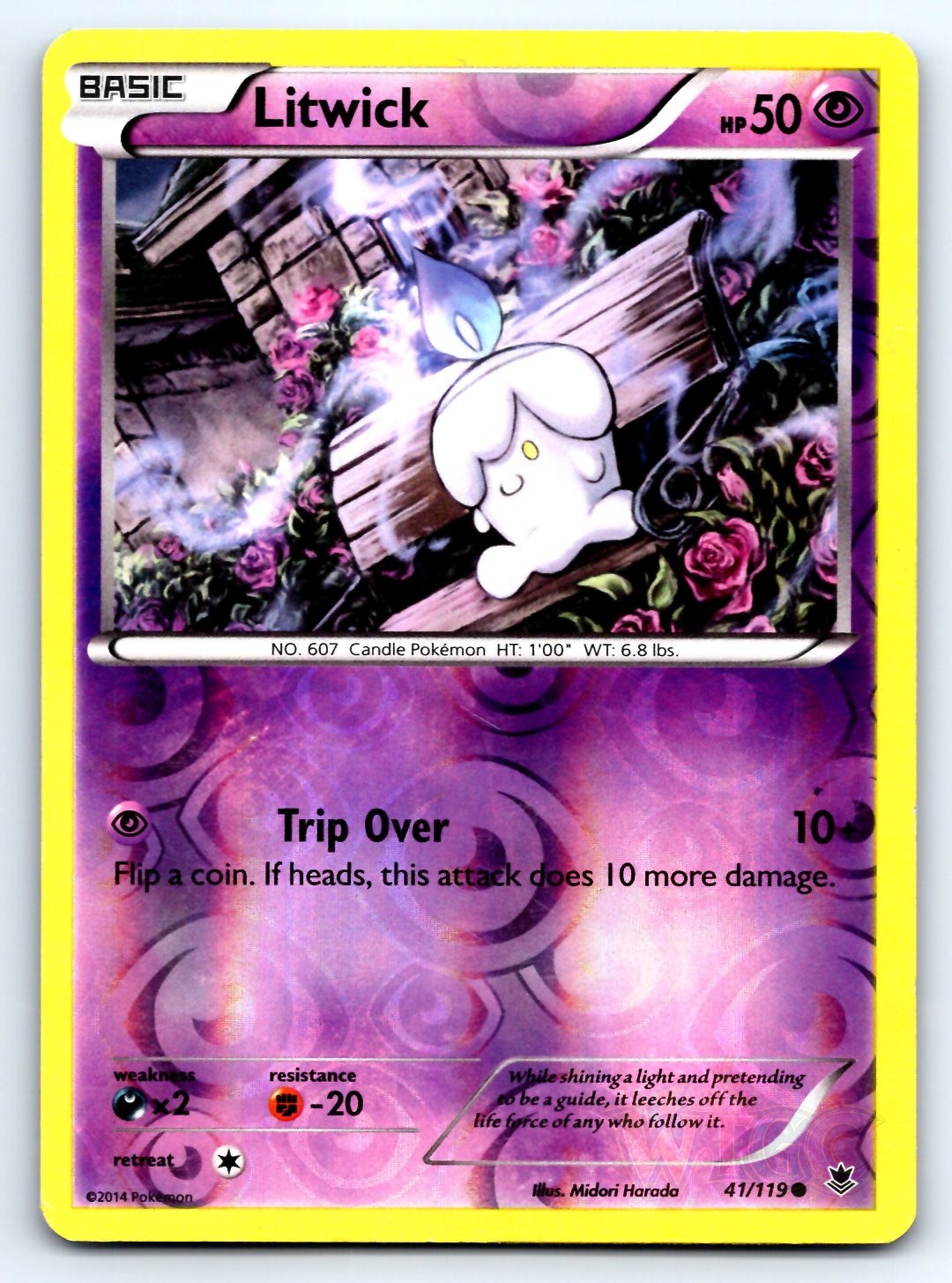 Pokemon Litwick Phantom Forces PHF C REVERSE HOLO 41/119 Harada NM