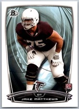 2014 Bowman 56 Jake Matthews Rookies Atlanta Falcons Football Card