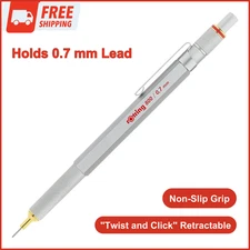 800 Mechanical Pencil, 0.7 mm, Silver Metal Barrel "Twist and Click" Retractable
