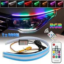 2 Rgb Led Drl Car Styling Daytime Running Light Strip For Headlight Accessories