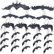 24 Pieces Halloween Hanging Bats Rubber Realistic Bats Decoration