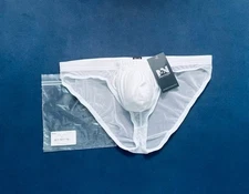 N2N Bodywear   Size S   Pride X Sport Sheer Swim Bikini Brief  - White - Pouch