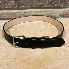 Dutyman 1411 Black Genuine Leather Belt with Chrome Buckle
