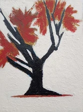 Abstract Expressionist Landscape Tree Original Art Painting Modern Cubis Minimal