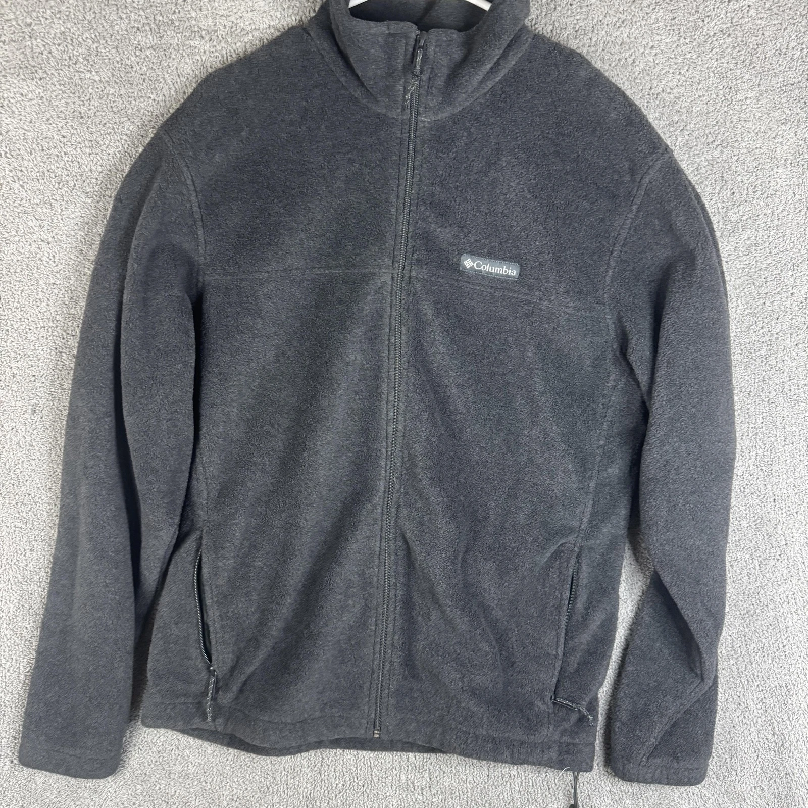 Columbia Fleece Jacket Mens Large Gray Full Zip WM3220 Hiking Outdoor Warm