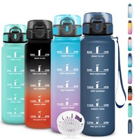 Trinkflasche 1L Auslaufsicher, Wasserflasche Sport, Mit Zeitmarkierung, Leicht