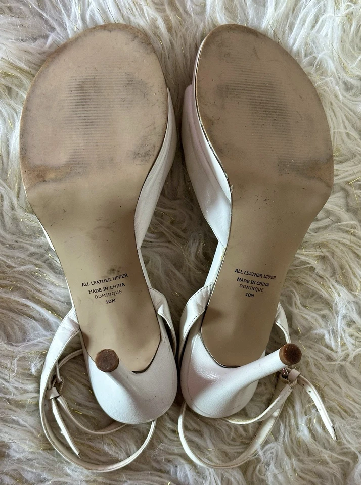 Tacones blancos vintage Amanda Smith talla 10 - plataforma punta abierta con honda Foto 4 de 4