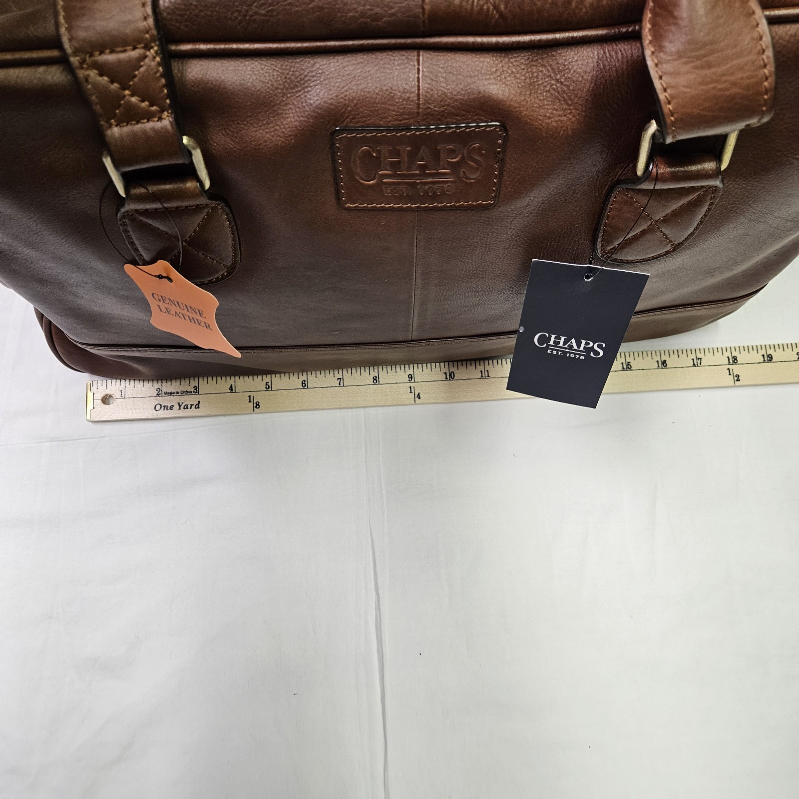 Ralph Lauren Chaps Genuine Brown Saddle Leather Weekend Travel/Gym Duffle -NWT thumbnail 12