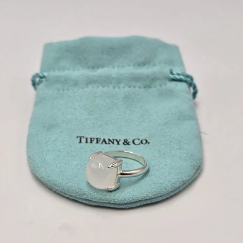 Tiffany & Co. Paloma Picasso Silver Moonstone Sugar Stack Cushion Band Ring 8