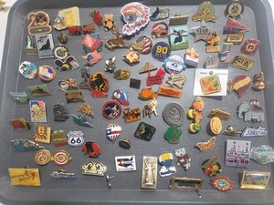 Huge Lot 94 Lapel Pins Vintage Mixed  Tourist State Souvenir Enamel