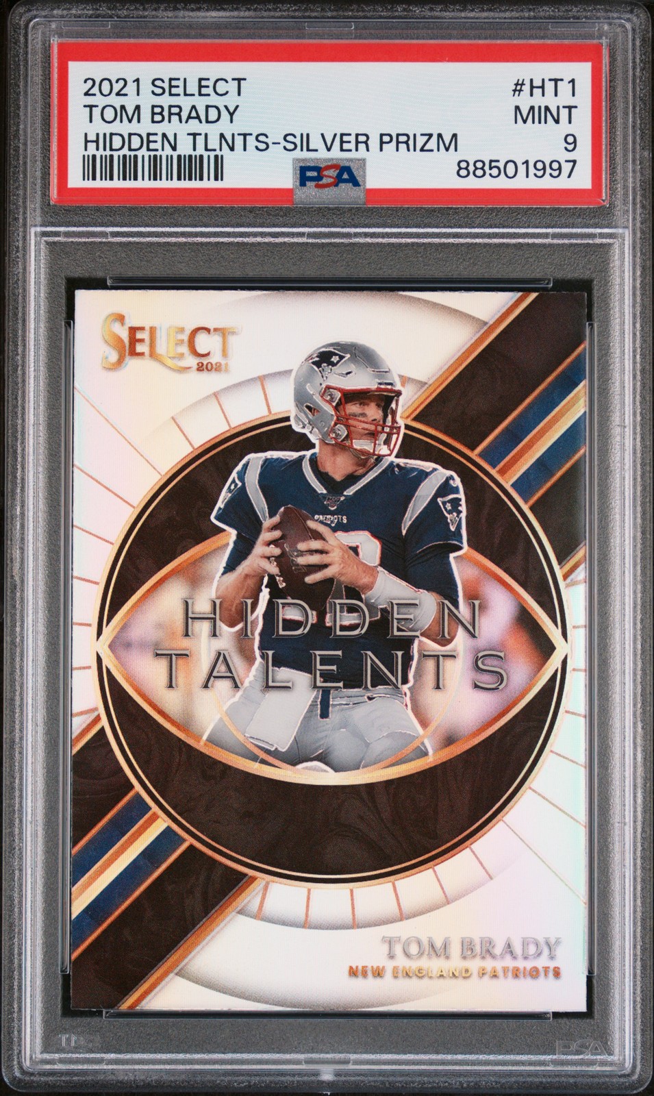 2021 Panini Select Hidden Talents #HT-1 Tom Brady Silver Prizm (THE GOAT) PSA 9