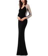 XSCAPE Womens Embellished Gown Dress, black, 6