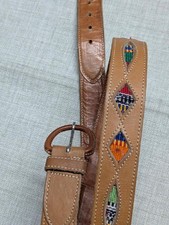 vintage INDIAN PRINT handcrafted 40 leather belt NATIVE AMERICAN cowhide SERAPE