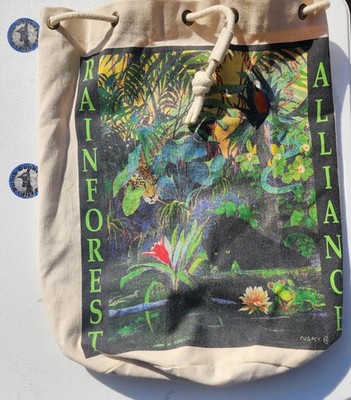 Vintage  Drawstring ''Rainforest Alliance''  Knapsack  Cusack (Down To Earth)