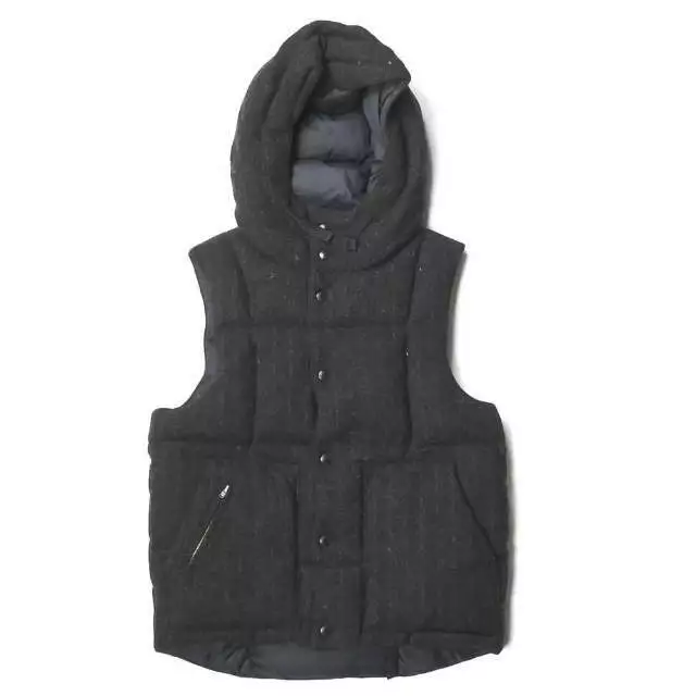 Engineered Garments Canada down vest-hoody S gray Chalk stripe