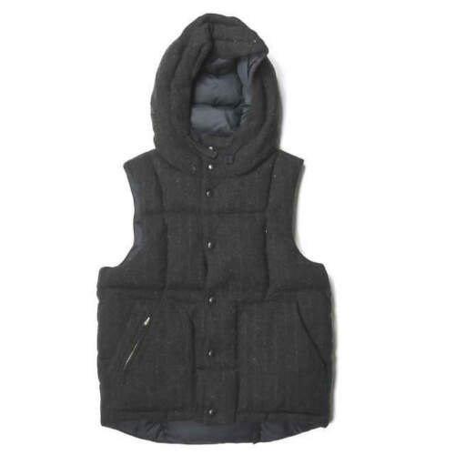 Engineered Garments Canada down vest-hoody S gray Chalk stripe outer - Picture 1 of 8