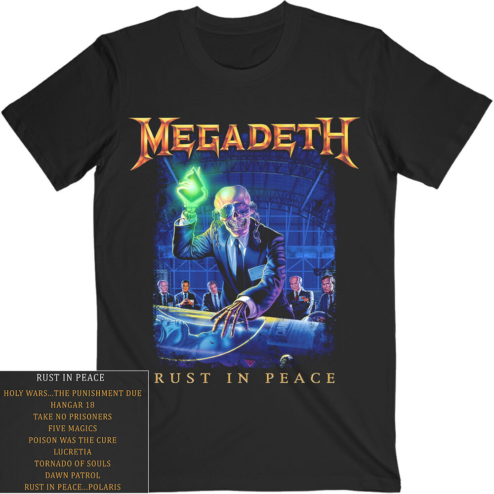Megadeth rust in peace track shirt s- xxl thrash metal official band t-shirt