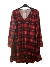 Red Checked Long Sleeve Dress - Size 18 - Brand New