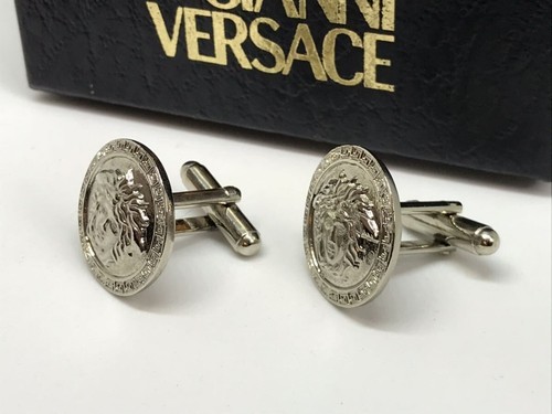 Authentic Gianni Versace Vintage Medusa Cufflinks Oval Metal - Picture 3 of 8