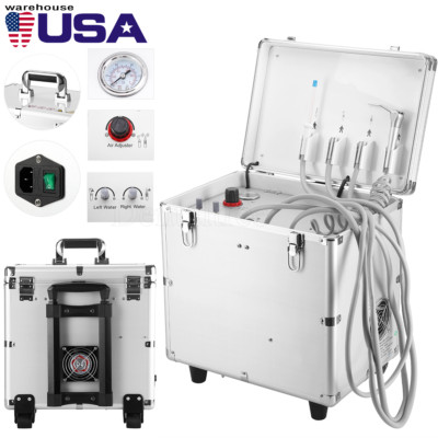 Portable Mobile Dental Delivery Unit Treatment Compressor Syringe Suction 4 Hole
