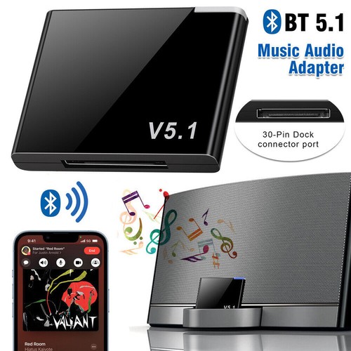 Bluetooth 5.1 Music Audio Adapter Receiver 30 Pin Dock Speaker for iPhone iPod - Photo 5/8