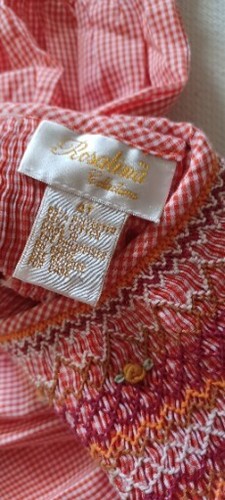 Girls Dress Rosalina Collections Size 4 Smocked Checked Red Orange Thanksgiving - Picture 11 of 12