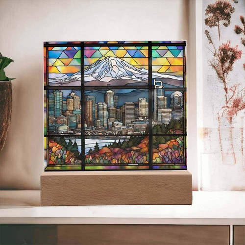 Seattle Skyline Mount Rainier LED Acrylic Plaque - 第 4/10 張圖片