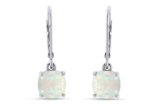 Kivony White Gold Square White Opal Hoop Earrings Silver Filled For Women Girls - Picture 2 of 4