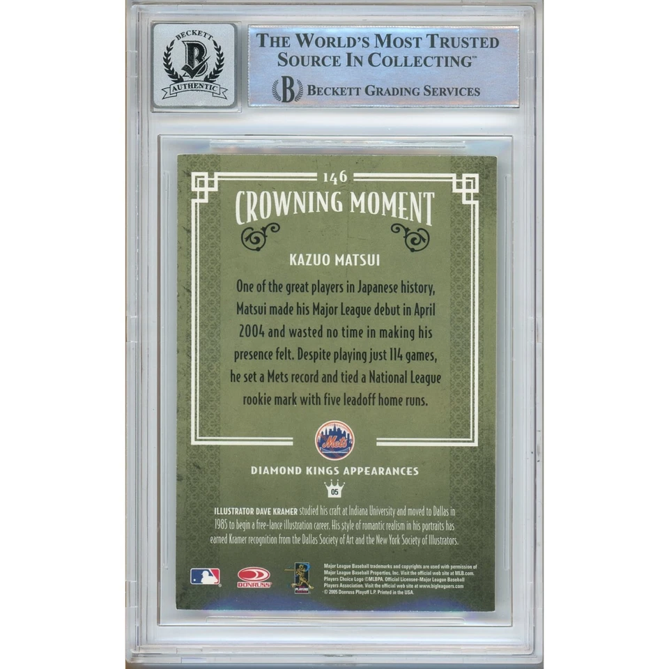 Kazuo Matsui Signed 2005 Diamond Kings #146 Card AUTO 10 Beckett Slabbed NY Mets - Image 2 of 4