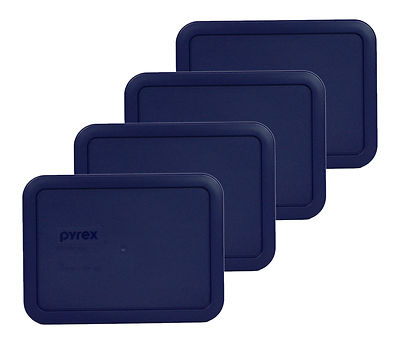 Pyrex  Rectangle 3 Cup Storage Lid Cover Blue 4 Pack 7210-PC New for Glass Dish