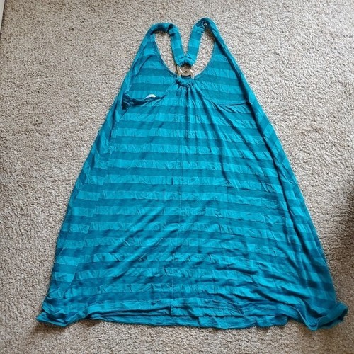 La Vie En Rose | Aqua Striped Swim Coverup | Large - Picture 3 of 4