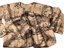 Louis Simon Linen Jacket For La Libellule Asian Art To Wear Tan Black Ribbon Tie