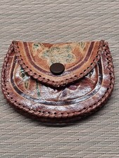 Small Leather Embossed Flowers Change And Coin Purse With Snap Closure Vintage