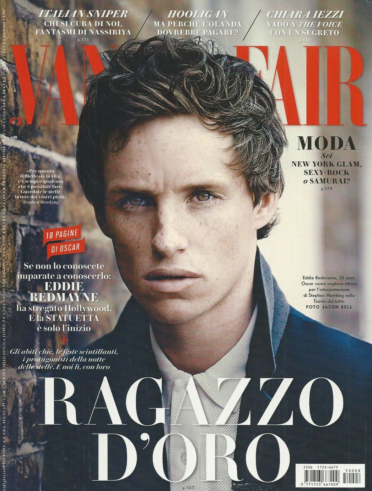 Vanity Fair Italian Magazine Eddie Redmayne Oscars Lily James Chiara Iezzi