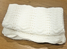Beautiful Handmade, Knitted, White Baby Receiving Blanket- Perfect Baby Gift 