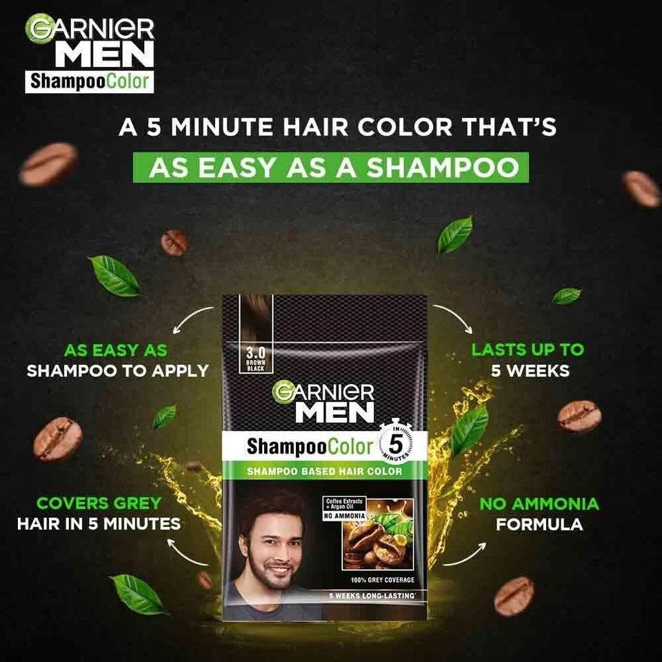 Champú Garnier Hombre Color de Cabello Tono 3.0 Marrón Negro (PACK DE 5)- Envío Rápido Foto 3 de 4