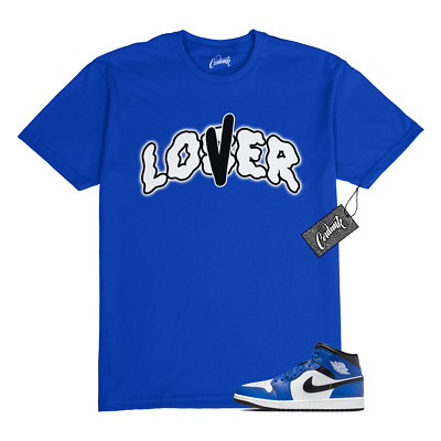 1 Mid Game Royal Blue White Black 2024 T Shirt to Match LVR
