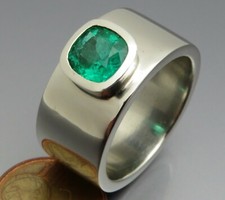 REIF-DESIGN - SMARAGD BANDRING - GOLDSCHMIEDEARBEIT - MASSIV 950 PLATIN - UNIKAT