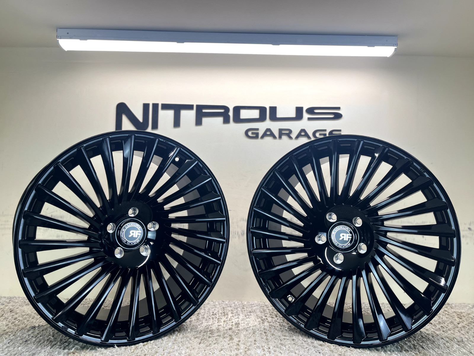22 GLOSS BLACK CONCAVE STAGGER RF23 WHEELS FIT BENTLEY CONTINENTAL GT GTC 03-18