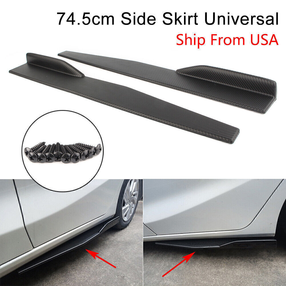 74.5cm Side Skirt Rocker Diffuser Splitting Spoiler Wings Carbon Fiber Auto 2PCS