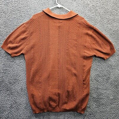 OXKNITSTORE Chunky Knit Polo Shirt Retro 70s Sweater Rust OXKNITSTORE Chunky Knit Polo Shirt Retro 70s Sweater Rust